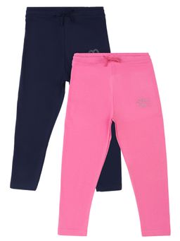 Bodycare - Girls Cotton Trackpant Solid Aurora Pink and Nice Navy (Pack of 2)