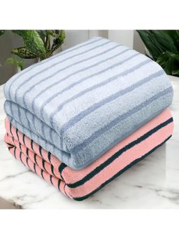 Story@Home - Multi-Color Microfiber 500 Gsm Bath Towel (Pack of 2) (XL)