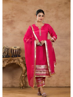 Autumnlane - Pink Solid Kurta and Pant and Dupatta (Set of 3)
