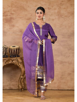 Autumnlane - Purple Solid Kurta and Pant and Dupatta (Set of 3)