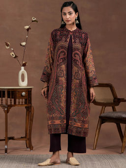 Libas - Burgundy Wool Blend Solid Kurta Sets for Women