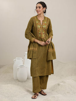 Libas - Mustard Wool Blend Yoke Design Kurta Sets for Women