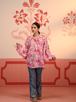 Lakshita - Noora Rouge Pink Printed Cotton Shirt for Women