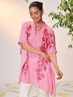 Lakshita - Nyasia Rouge Pink Printed Georgette Top for Women