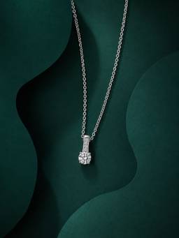 Ornate Jewels - 925 Silver 0.5 Carat American Diamond Solitaire Necklace for Women & Girls
