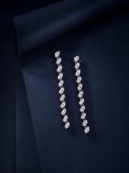 Ornate Jewels - 925 Silver Marquise American Diamond Sparkles Dangle Earrings for Women & Girls