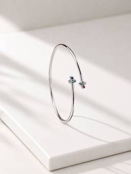 Ornate Jewels - 925 Silver Multi Stone Lollipop Flexible Bangle for Women & Girls