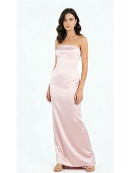 COLOR CAPITAL - Strapless Satin Maxi Dress - Nude