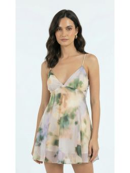 COLOR CAPITAL - Printed Tulle Mini Dress - Green