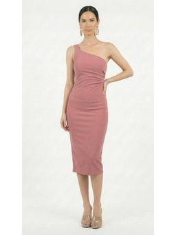 COLOR CAPITAL - Asymmetric Midi Dress - Mauve