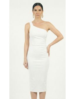 COLOR CAPITAL - Asymmetric Midi Dress - White