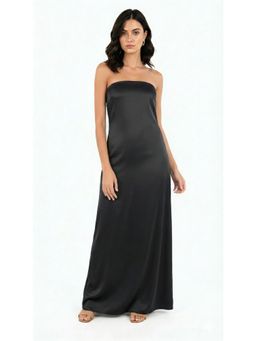 COLOR CAPITAL - Strapless Satin Maxi Dress - Black