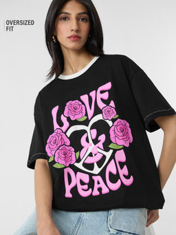The Souled Store - Peace and Love Women Oversized T-Shirt
