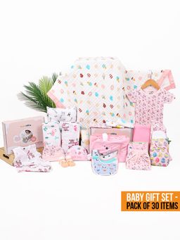Moms Home - New Born Baby Organic Cotton Essentials Gift Set - 30 Items
