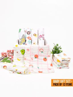 Moms Home - New Born Baby Organic Cotton Essentials Gift Set - 12 Items