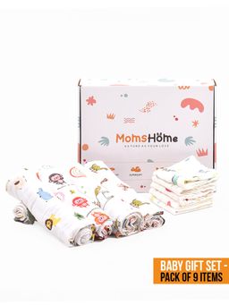 Moms Home - New Born Baby Organic Cotton Apparel Gift Set - 9 Items
