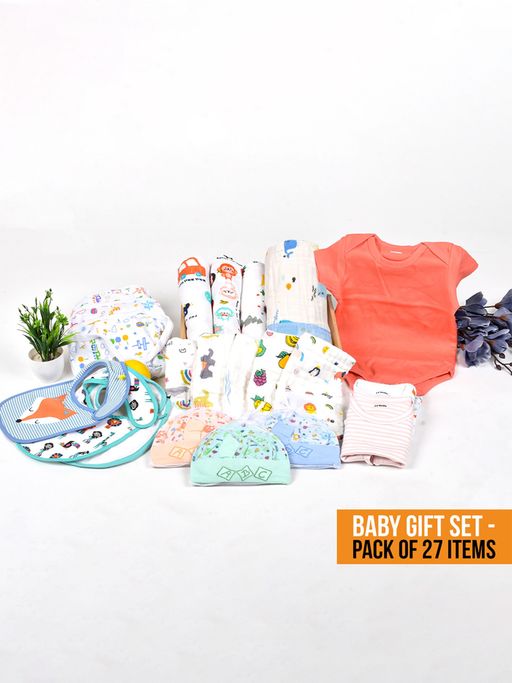 Buy Moms Home New Born Baby Organic Cotton Essentials Gift Set