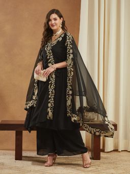 Gahan - Women's Elegant Angrakha and Palazzo with Embroidered Dupatta