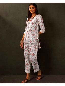 Gahan - White Silk Blend Printed Co Ord Set