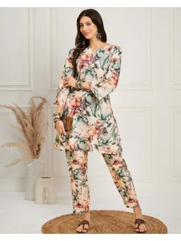 Gahan - Beige Cotton Blend Floral Digital Printed Kurta and Pant