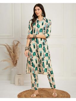 Gahan - Teal Blue Cotton Blend Digital Printed Kurta and Pant