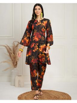 Gahan - Black Cotton Blend Digital Printed Kurta and Pant