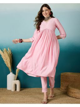 Gahan - Sequence Thread Embroidered Pink Silk Blend Kurta with Trouser