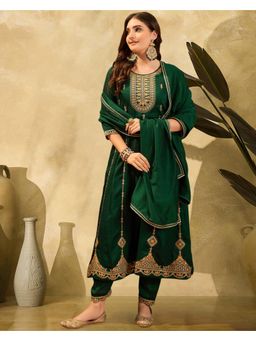 Gahan - Green Silk Blend Zari Sequence Embroidered Kurta with Pant and Dupatta
