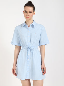 Tommy Hilfiger - Mini Stripe Shirt Mini Dress Blue