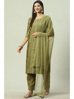 Biba - Green Embroidered Palazzo (Set of 3)