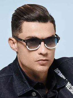 CR7 - By Cristiano Ronaldo Mens Black Crystal Round Sunglass (145)