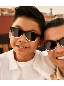 CR7 - By Cristiano Ronaldo Mens Black White Rectangular Teen Sunglass (130)