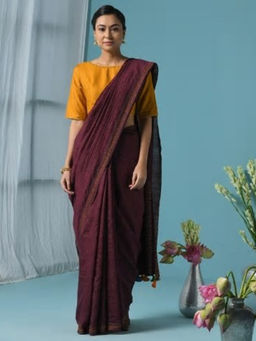 Fabindia - Silk Tussar Embroidered Sari