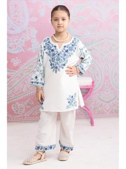 HOUSE OF KARI - Kids White Cotton Kurta with Palazzo