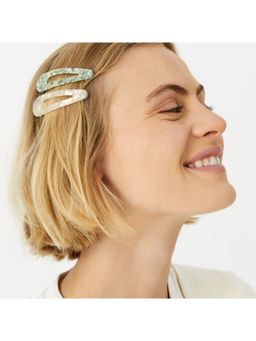 Accessorize London - Women's Khaki And Beige Marble Snap Hair Clips (Pack of 2)