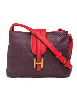 Hidesign - Purple Animal Print Sling And Cross Bag