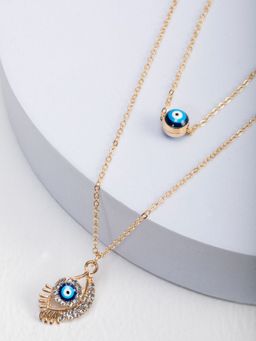 PRITA - Studded Evil Eye Dual Layered Gold Plated Necklace