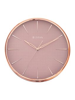 Titan - Contemporary Rustic Pink Wall Clock in A Glossy Finish with Textured Dial
