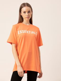 Lounge Dreams - Women 100% Pure Cotton Loose T-Shirt Orange