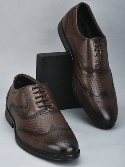 Men Fortune HOL-125E Formal Brown Lacing Brogues