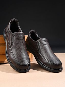 Louis Stitch - Brunette Brown Milled Lightweight Slip-On Loafers for Men