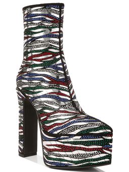 London Rag - Multi-Color Pattern Embellishment Block Boots