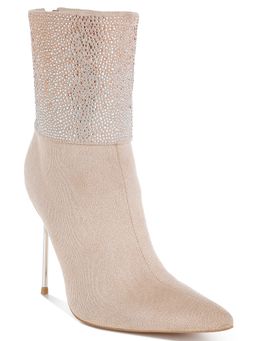London Rag - Beige Rhinestones Embellished Foldover Boots