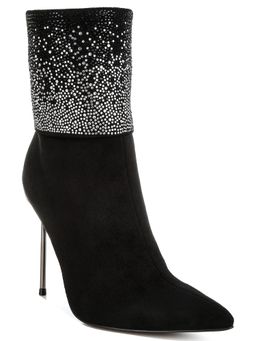 London Rag - Black Rhinestones Embellished Foldover Boots
