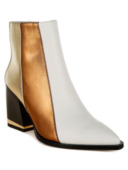 London Rag - Off White Three Tone Block Heel Boots