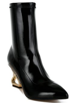 London Rag - Black Fantasy Heel Patent Faux Leather Boots