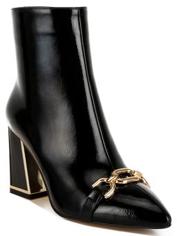 London Rag - Black Metallic Chain Detail Boots
