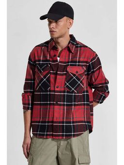 Snitch - Red Checks Relaxed Fit Shirt
