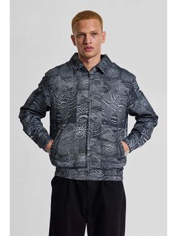 Snitch - Grey Printed Relaxed Fit Jacket