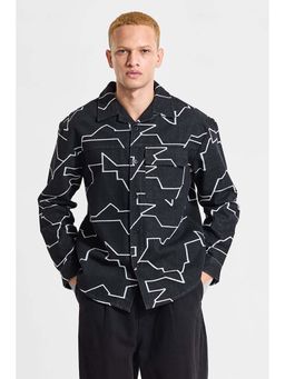Snitch - Black Printed Relaxed Fit Shirt